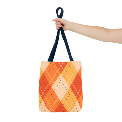 Orange Argyle Halloween Tote Bag