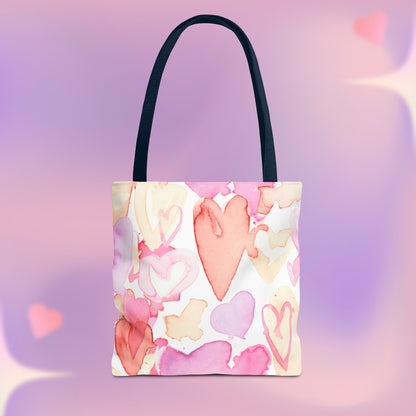 Watercolor Valentine Hearts Tote Bag