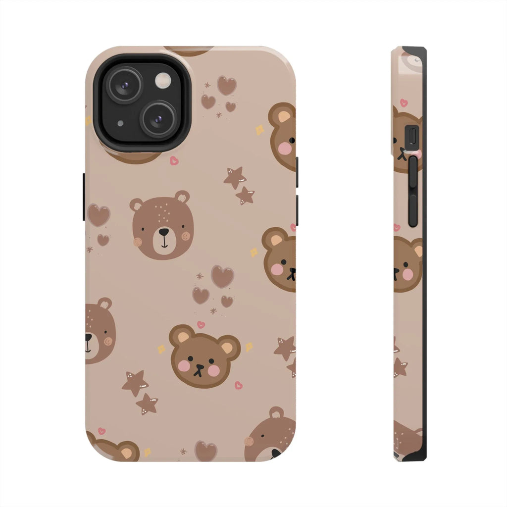Boho Brown Bear Phone Case (Apple & Android) - Pink Sweetheart