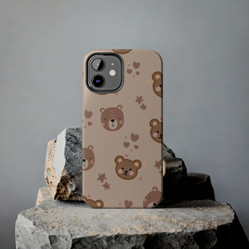 Boho Brown Bear Phone Case (Apple & Android) - Pink Sweetheart