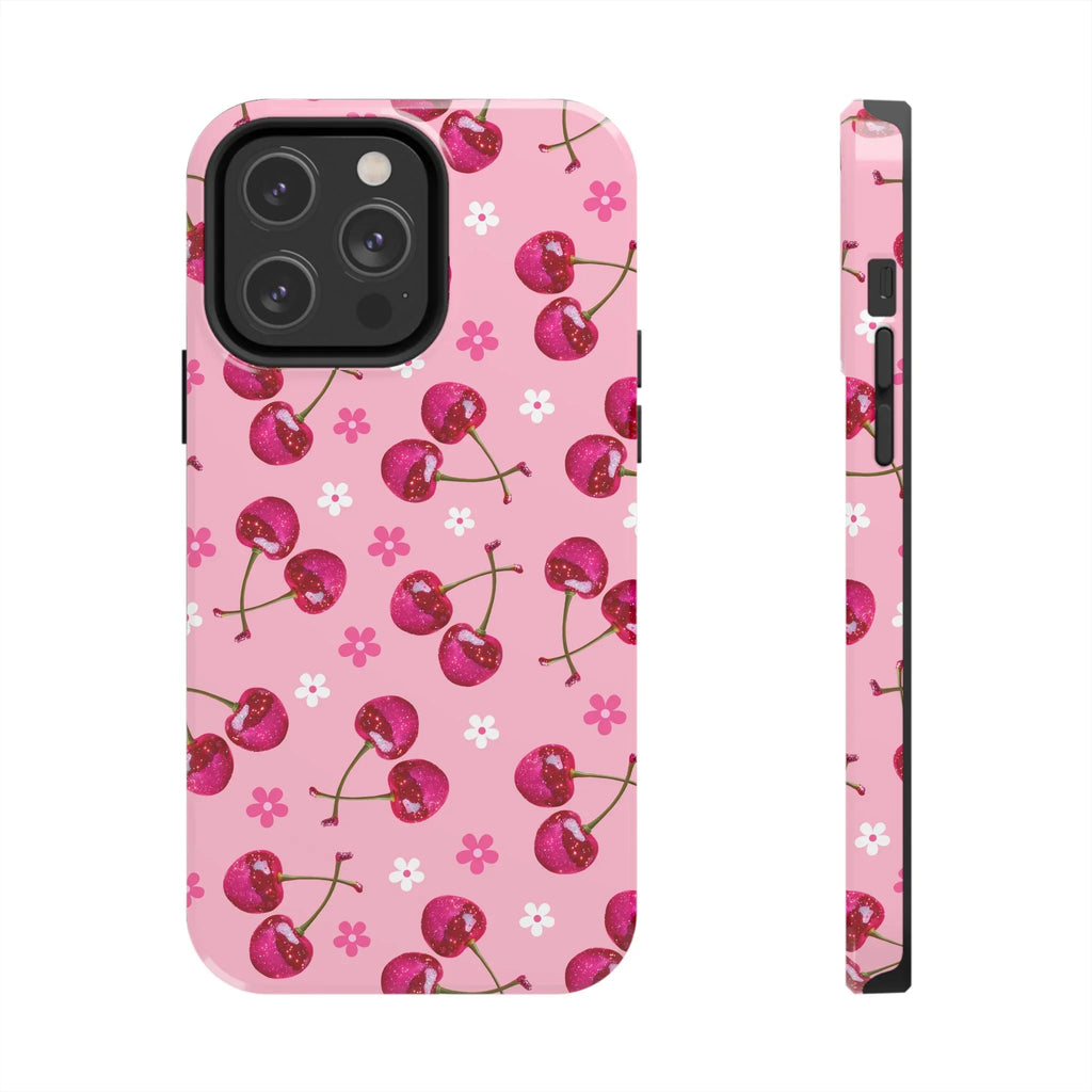 Pink Cherry Sparkle Pattern Tough Phone Case (Apple & Android) - Pink Sweetheart