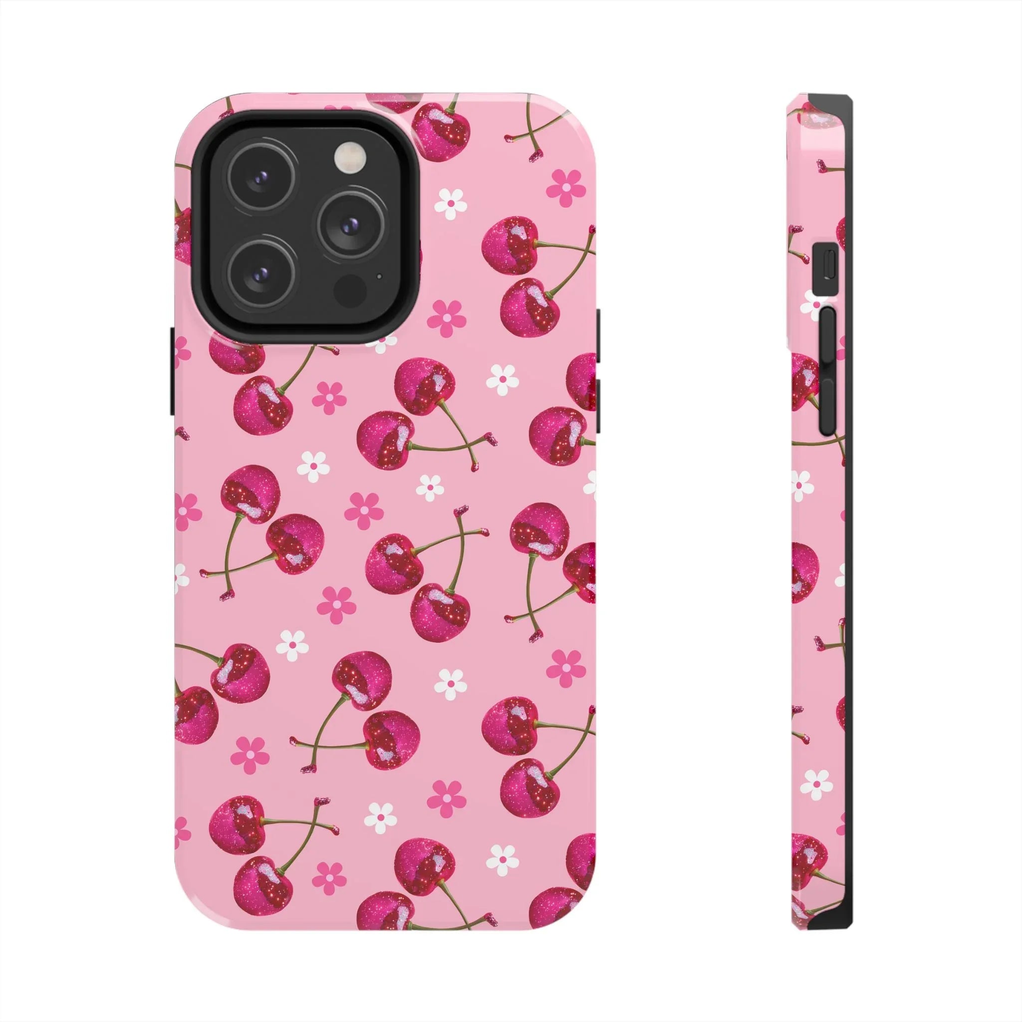Pink Cherry Sparkle Pattern Tough Phone Case (Apple & Android) - Pink Sweetheart
