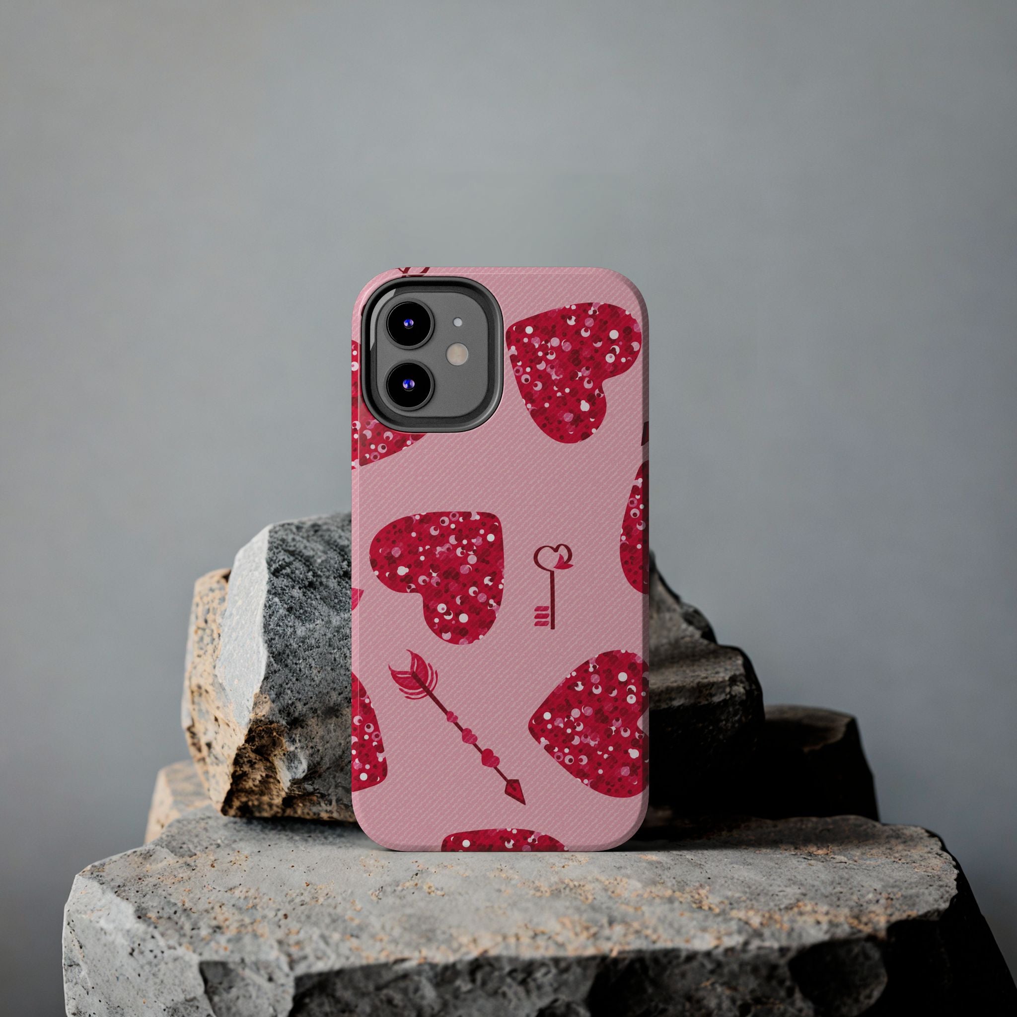 Sparkling Red Hearts Phone Case (Apple & Android)
