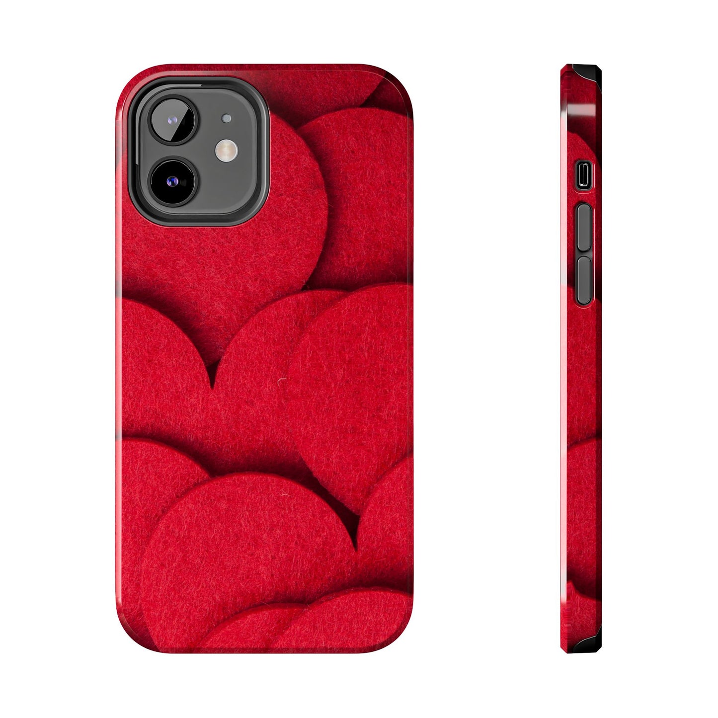 Big Red Felt Hearts Phone Case