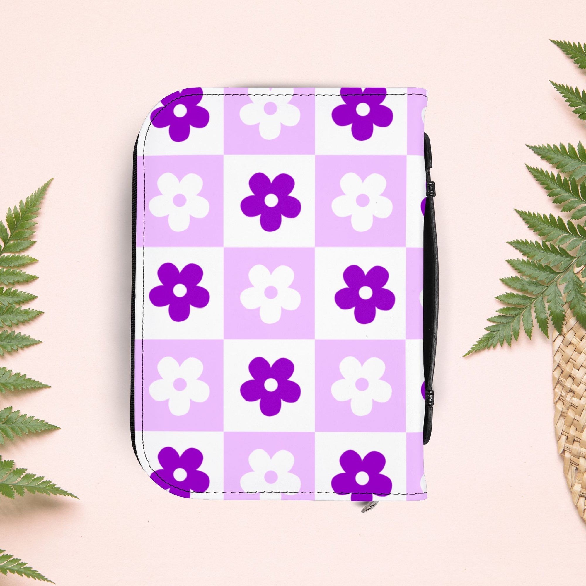 Checkered Orchid Floral Book Cover