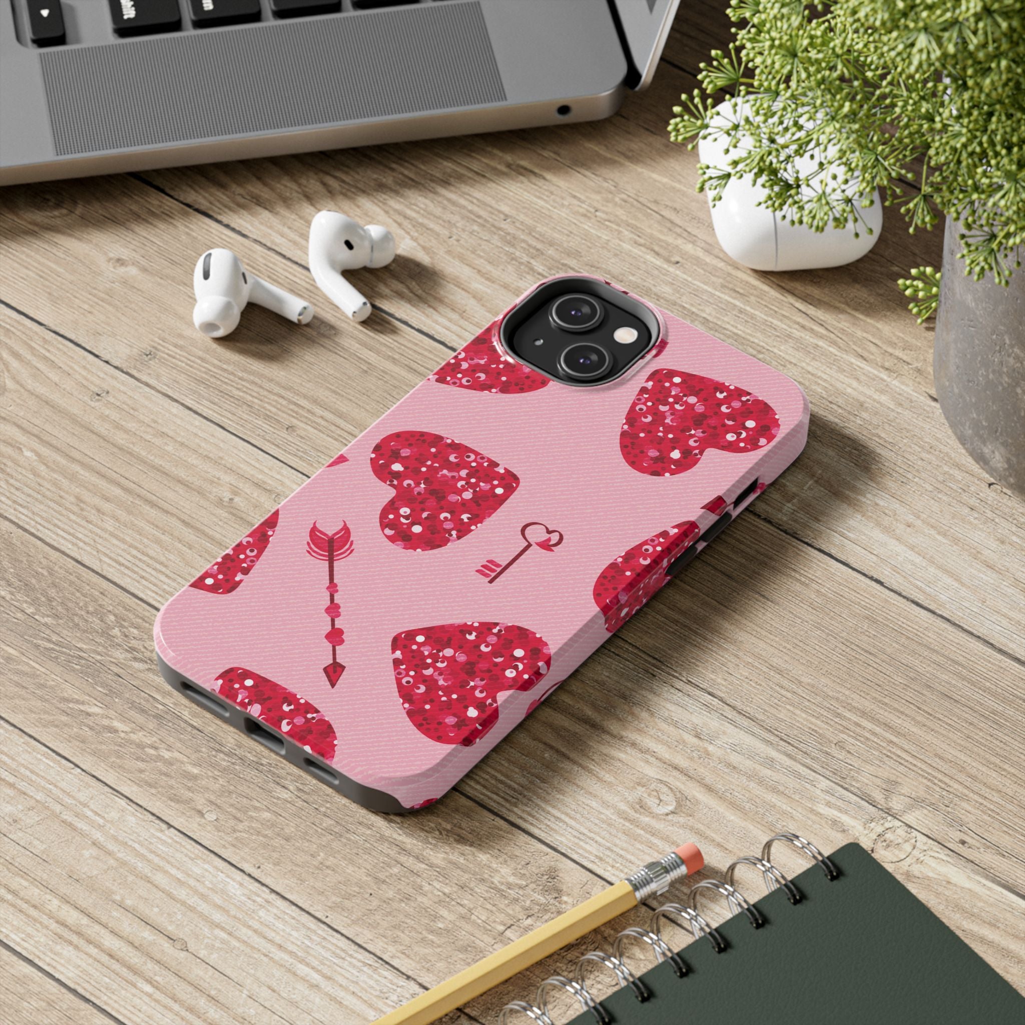 Sparkling Red Hearts Phone Case (Apple & Android)