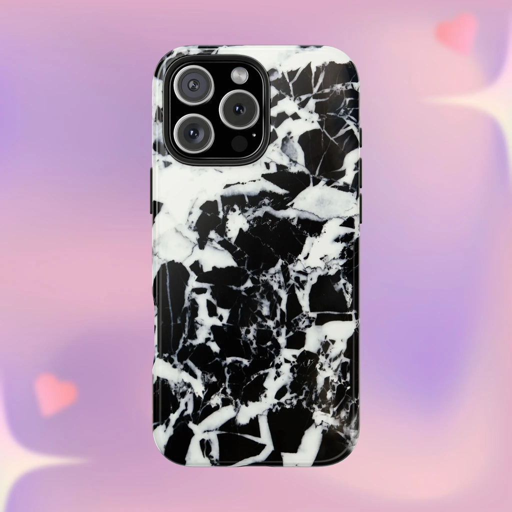 Black & White Shattered Phone Case (Apple & Android) - Pink Sweetheart