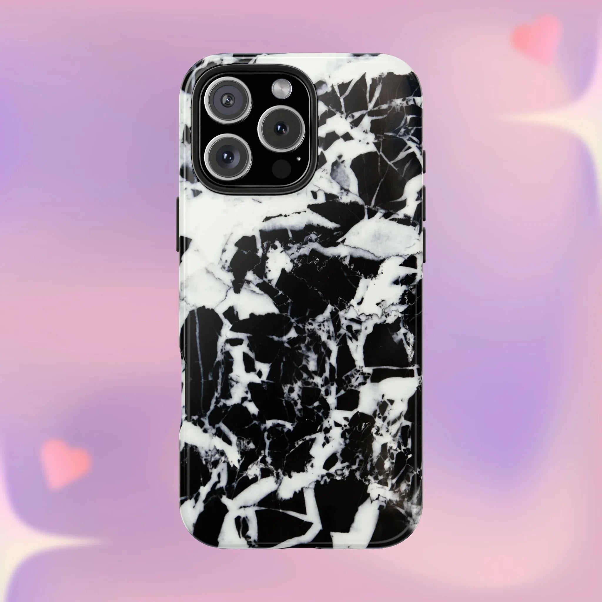 Black & White Shattered Phone Case (Apple & Android) - Pink Sweetheart