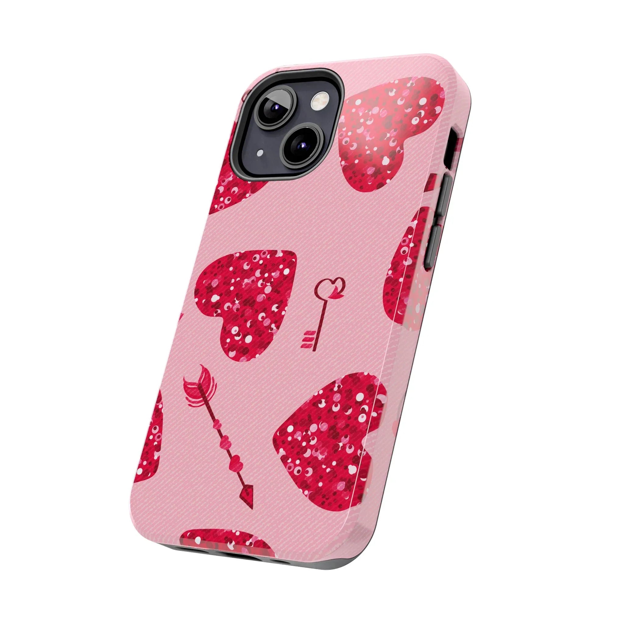 Sparkling Red Hearts Phone Case (Apple & Android) - Pink Sweetheart