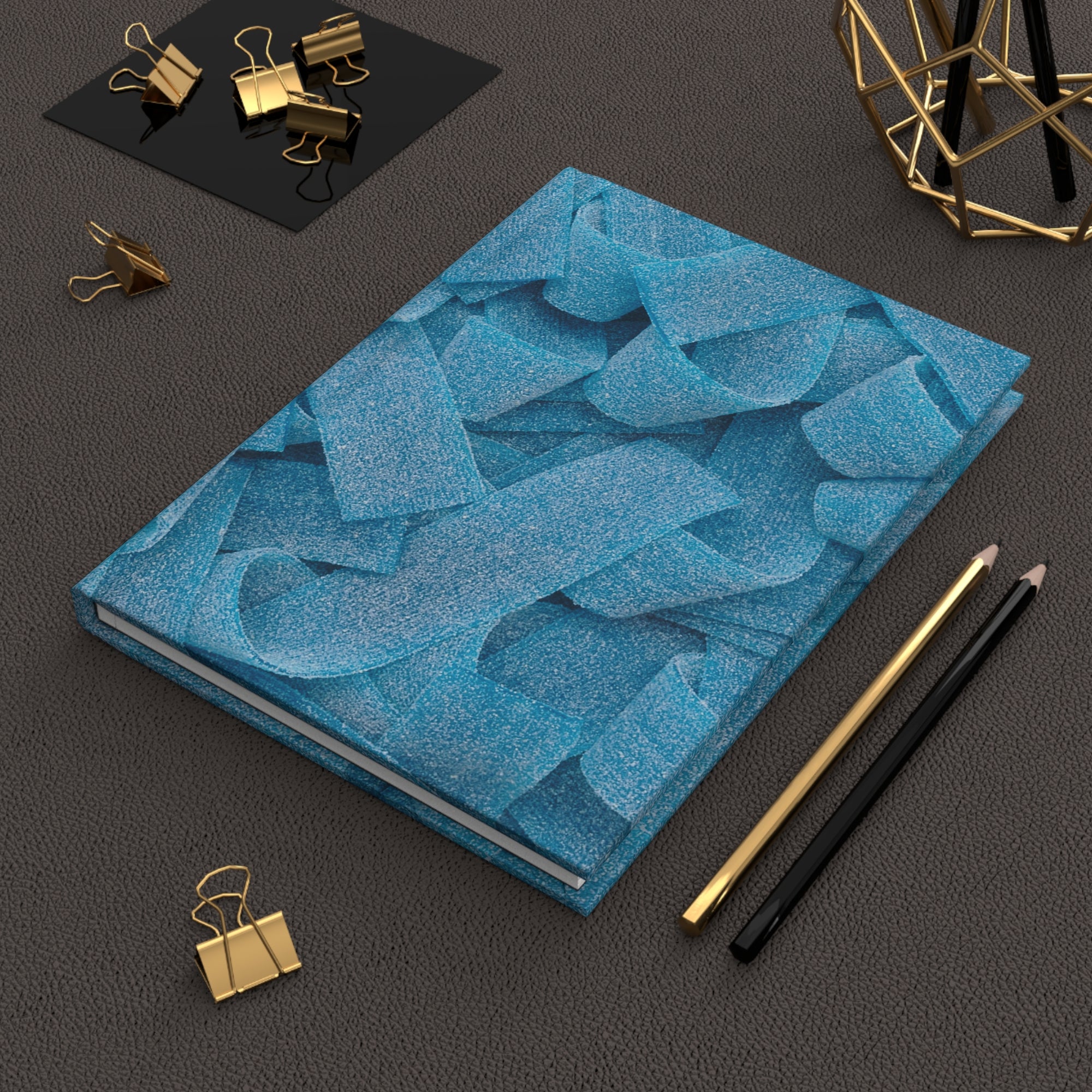 Tiras de caramelo azul amargo Cuaderno mate de tapa dura 