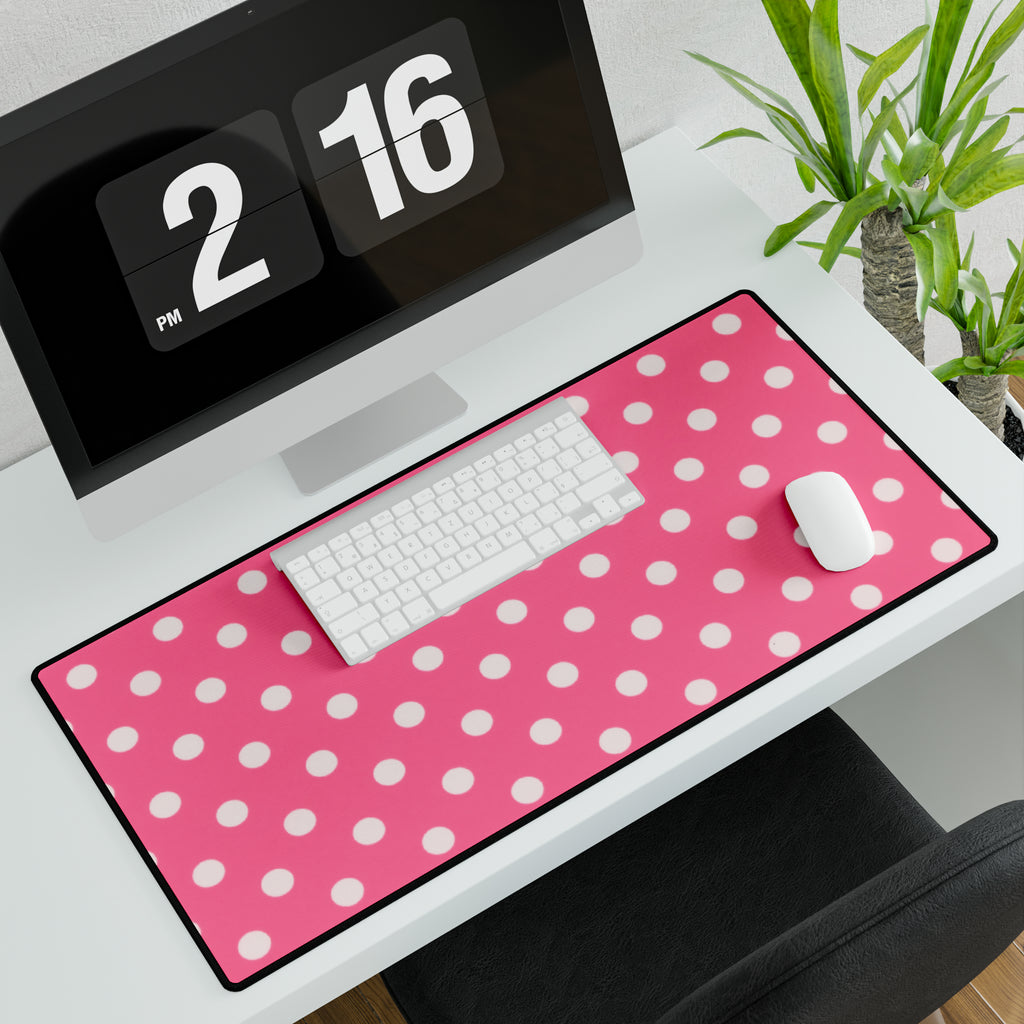 Pink Polks Dot Desk Mat
