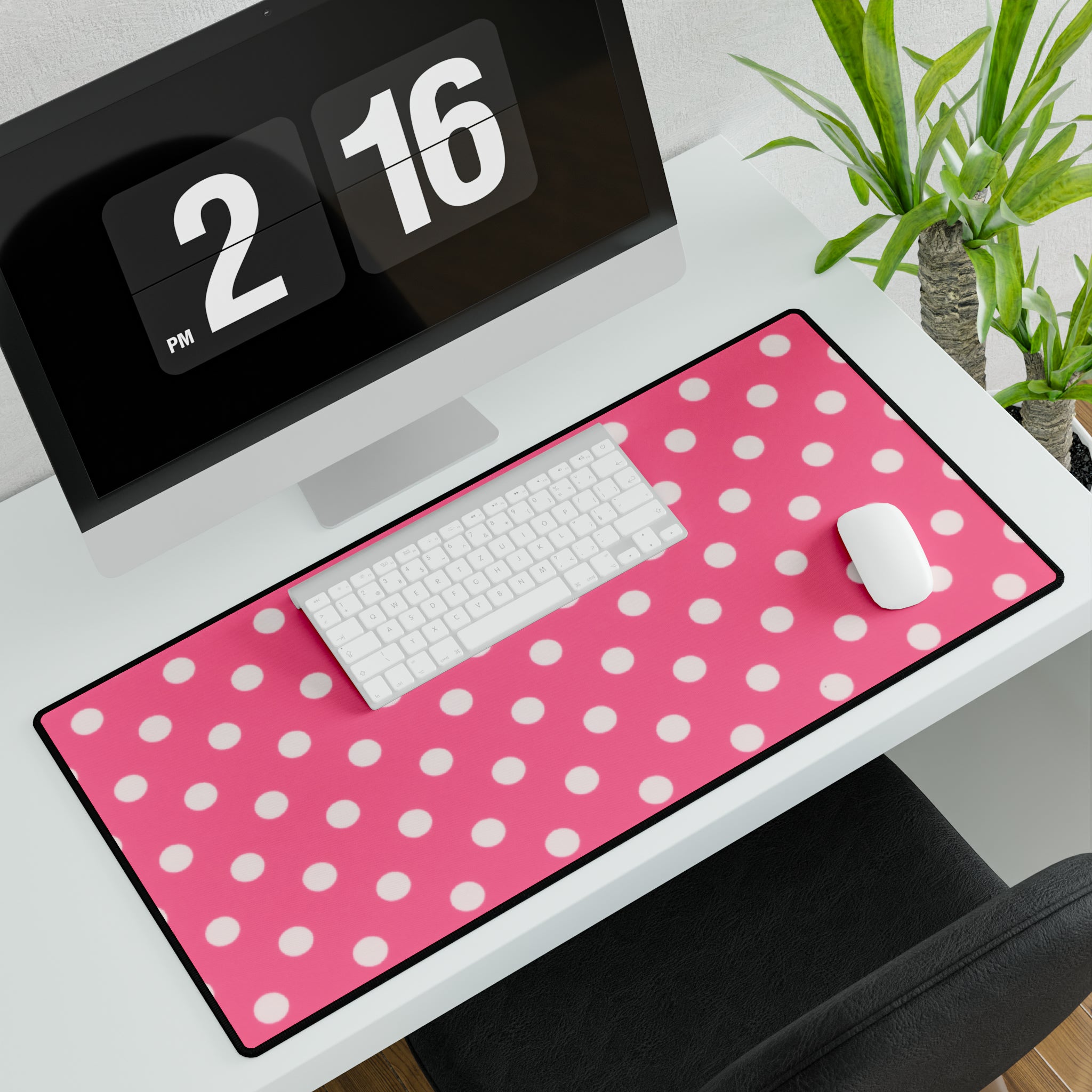Pink Polks Dot Desk Mat