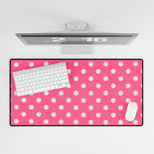 Pink Polks Dot Desk Mat