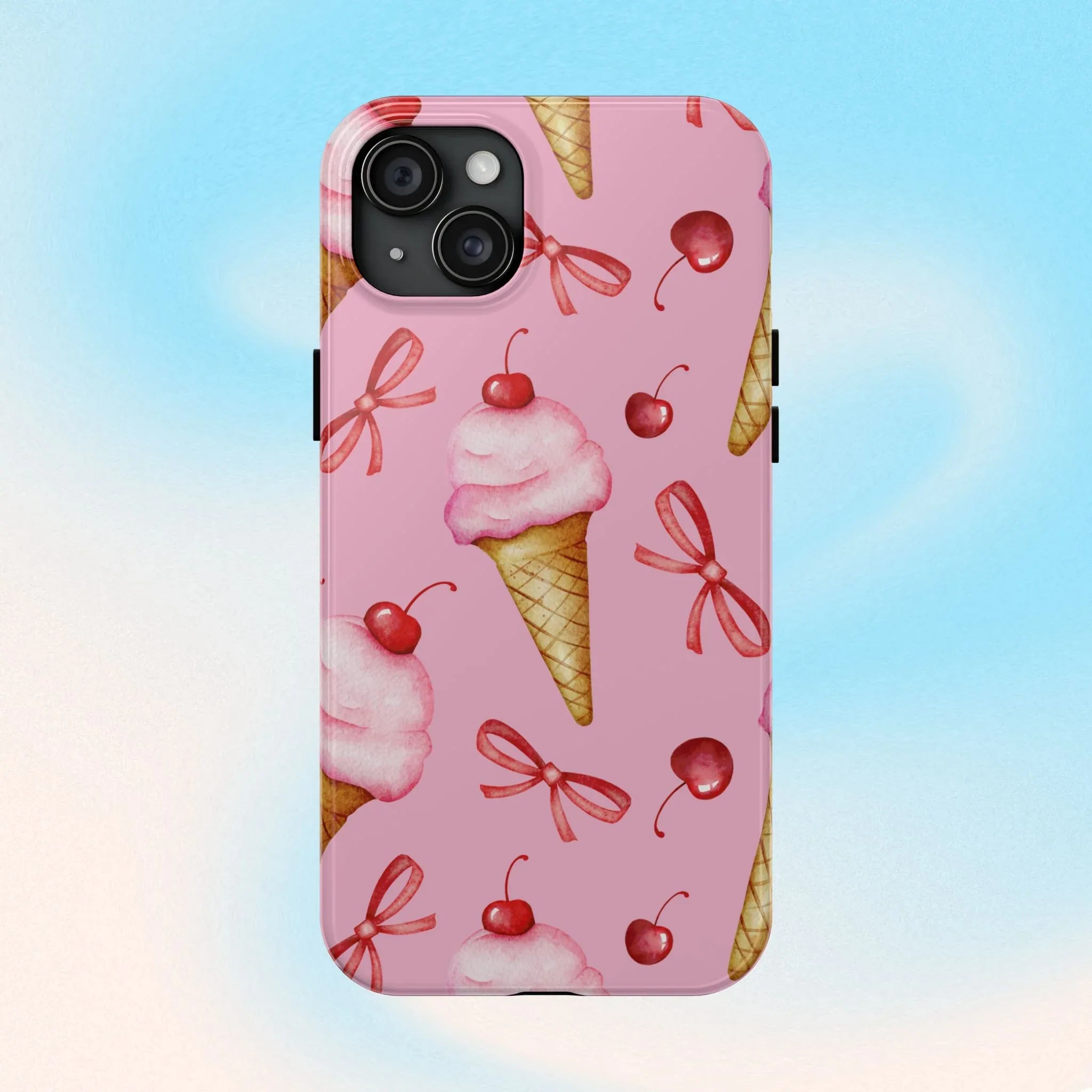 Cherry on Top Ice Cream Phone Case (Apple & Android) - Pink Sweetheart