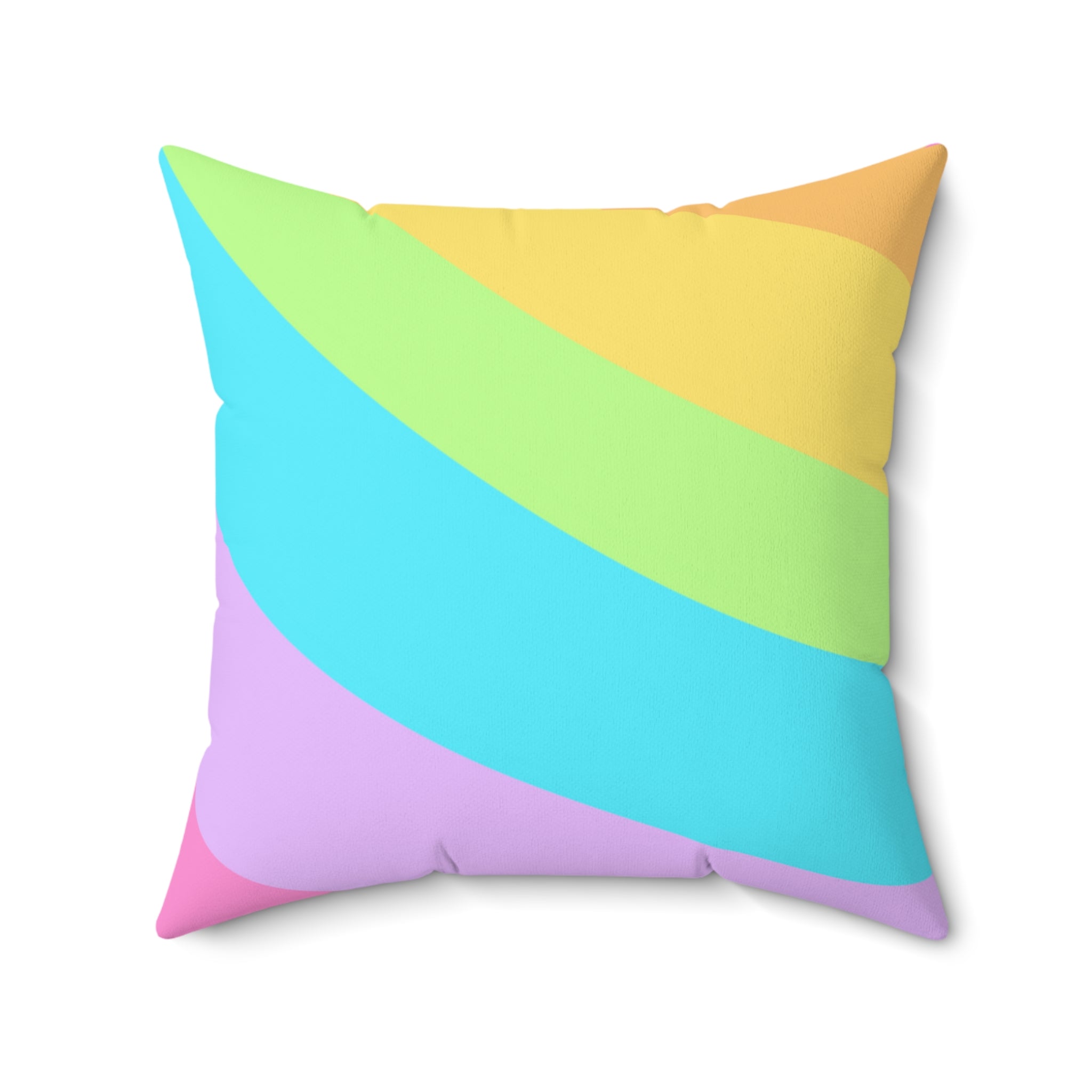 Neon Rainbow Swirl Square Pillow