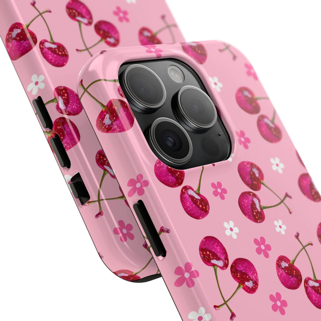 Pink Cherry Sparkle Pattern Tough Phone Case (Apple & Android) - Pink Sweetheart