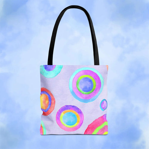 Abstract Painted Circles Tote Bag - Pink Sweetheart
