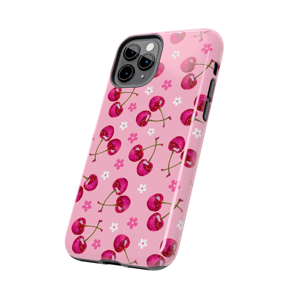 Pink Cherry Sparkle Pattern Tough Phone Case (Apple & Android) - Pink Sweetheart