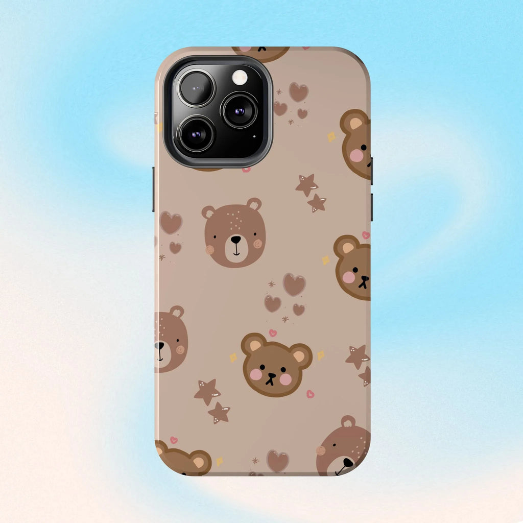 Boho Brown Bear Phone Case (Apple & Android) - Pink Sweetheart