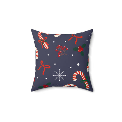 Winter Peppermint Candy Square Pillow