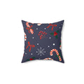 Winter Peppermint Candy Square Pillow - Pink Sweetheart
