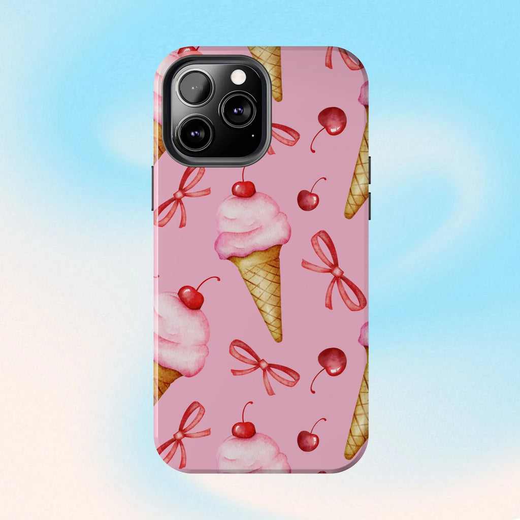 Cherry on Top Ice Cream Phone Case (Apple & Android) - Pink Sweetheart