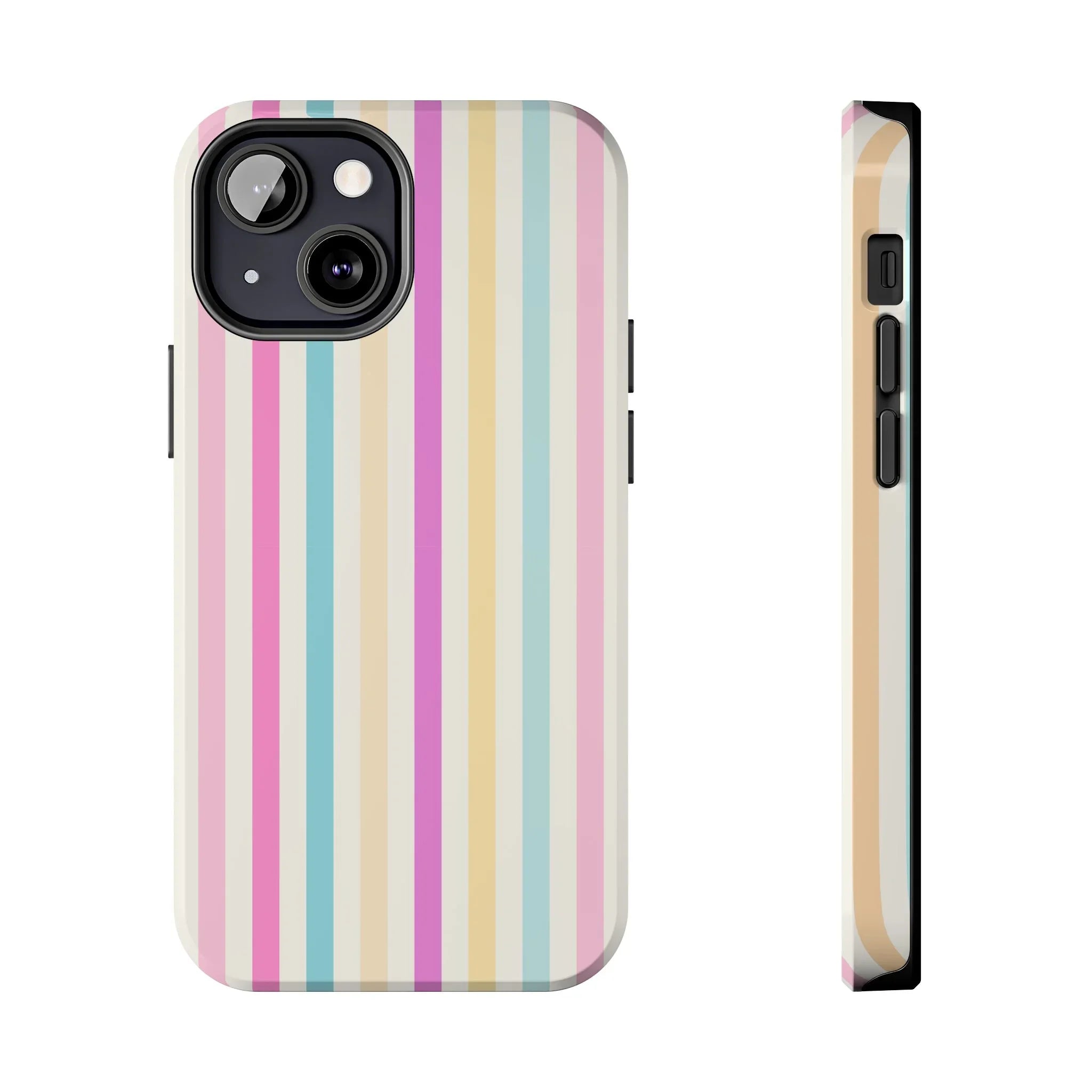 Pastel Candy Stripes Phone Cases (Apple & Android) - Pink Sweetheart