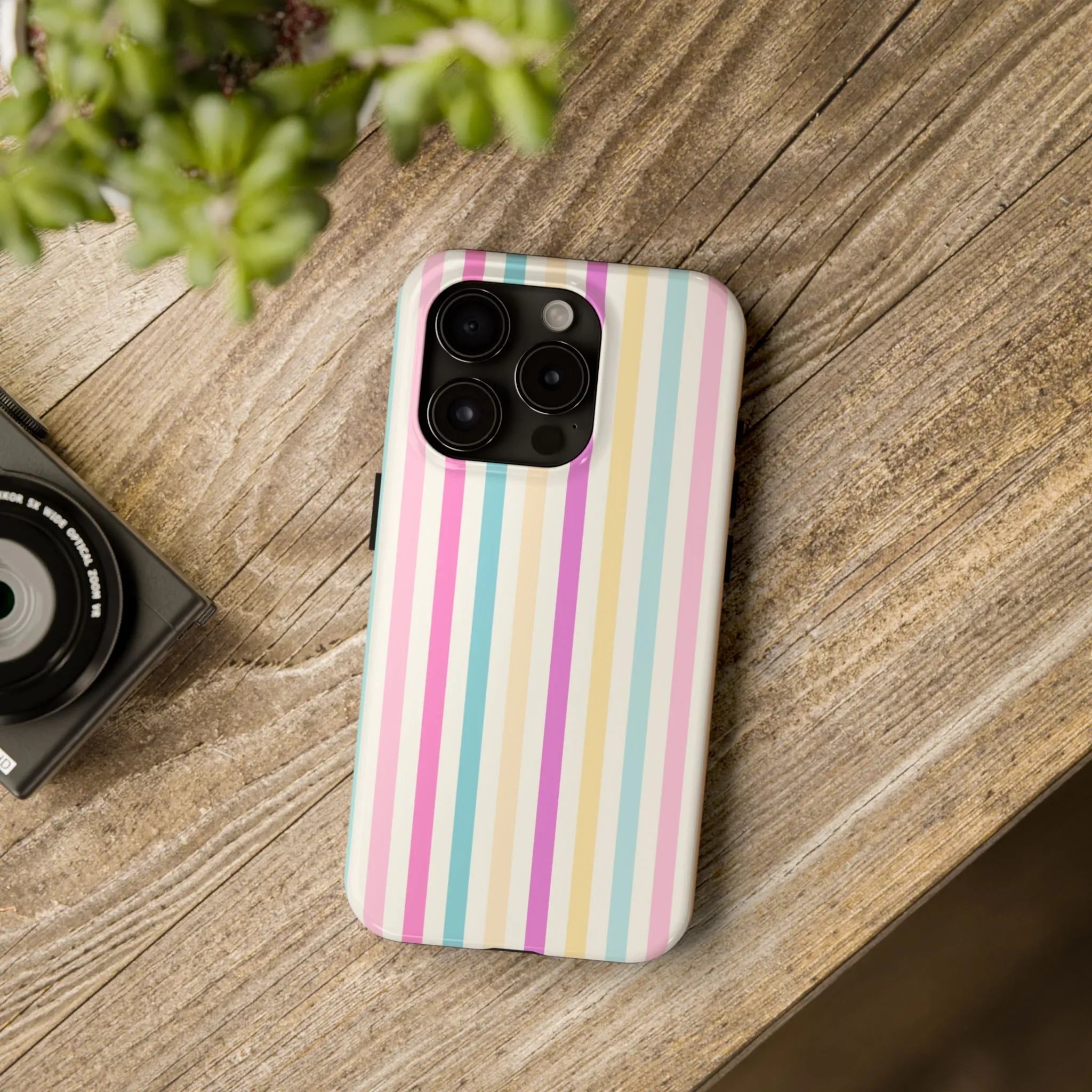 Pastel Candy Stripes Phone Cases (Apple & Android) - Pink Sweetheart