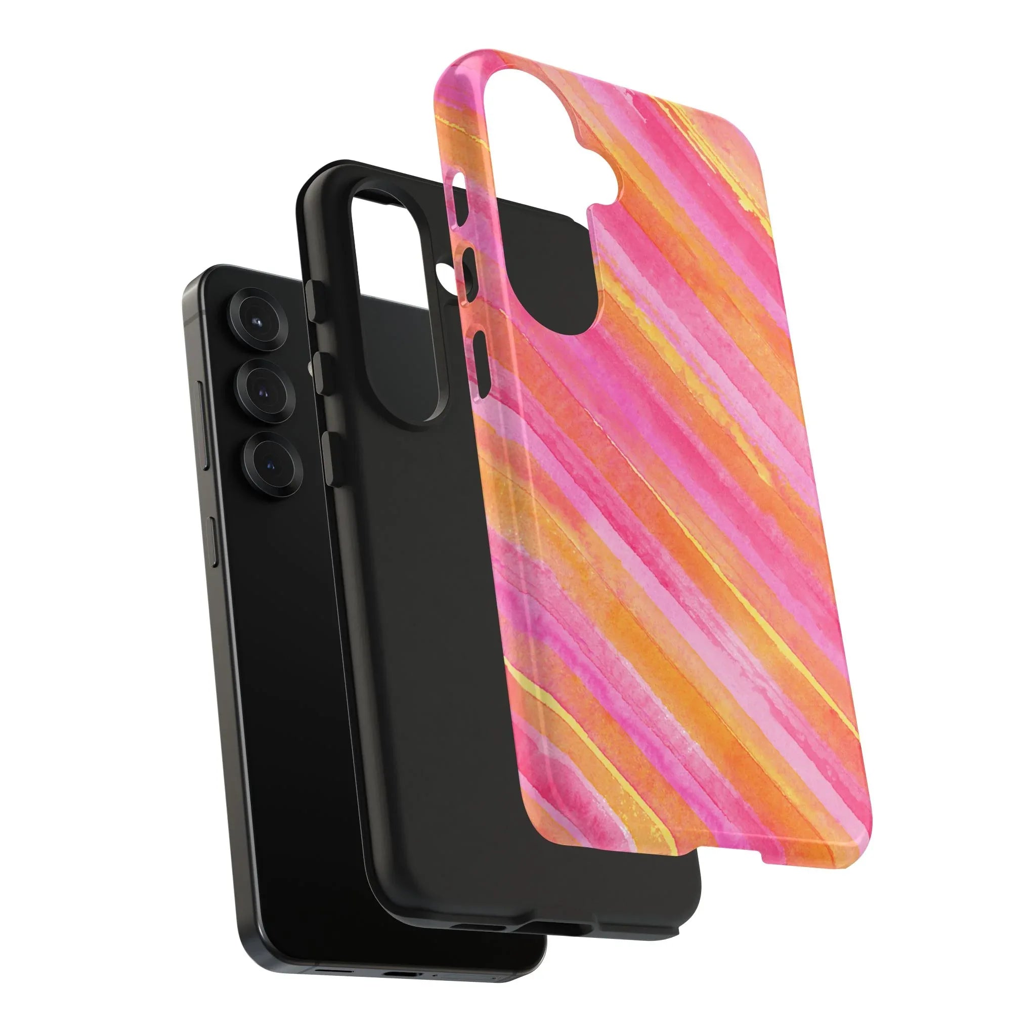 Pink Lemon Stripes Phone Case (Apple & Android) - Pink Sweetheart