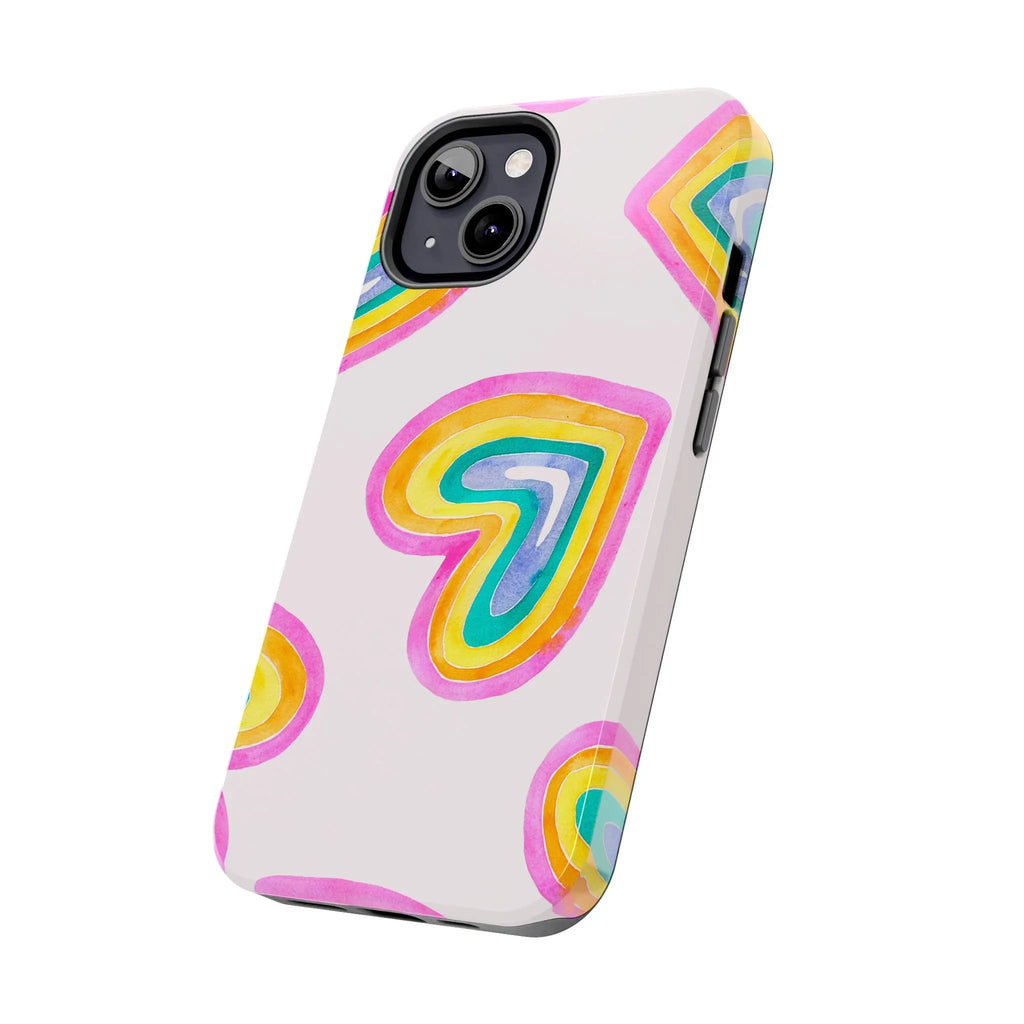 Rainbow Hearts Phone Case (Apple & Android) - Pink Sweetheart