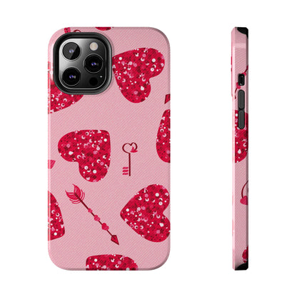 Sparkling Red Hearts Phone Case