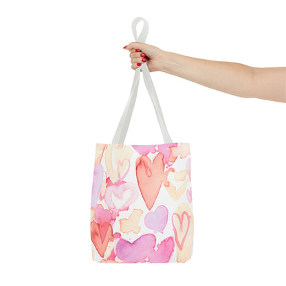 Watercolor Valentine Hearts Tote Bag