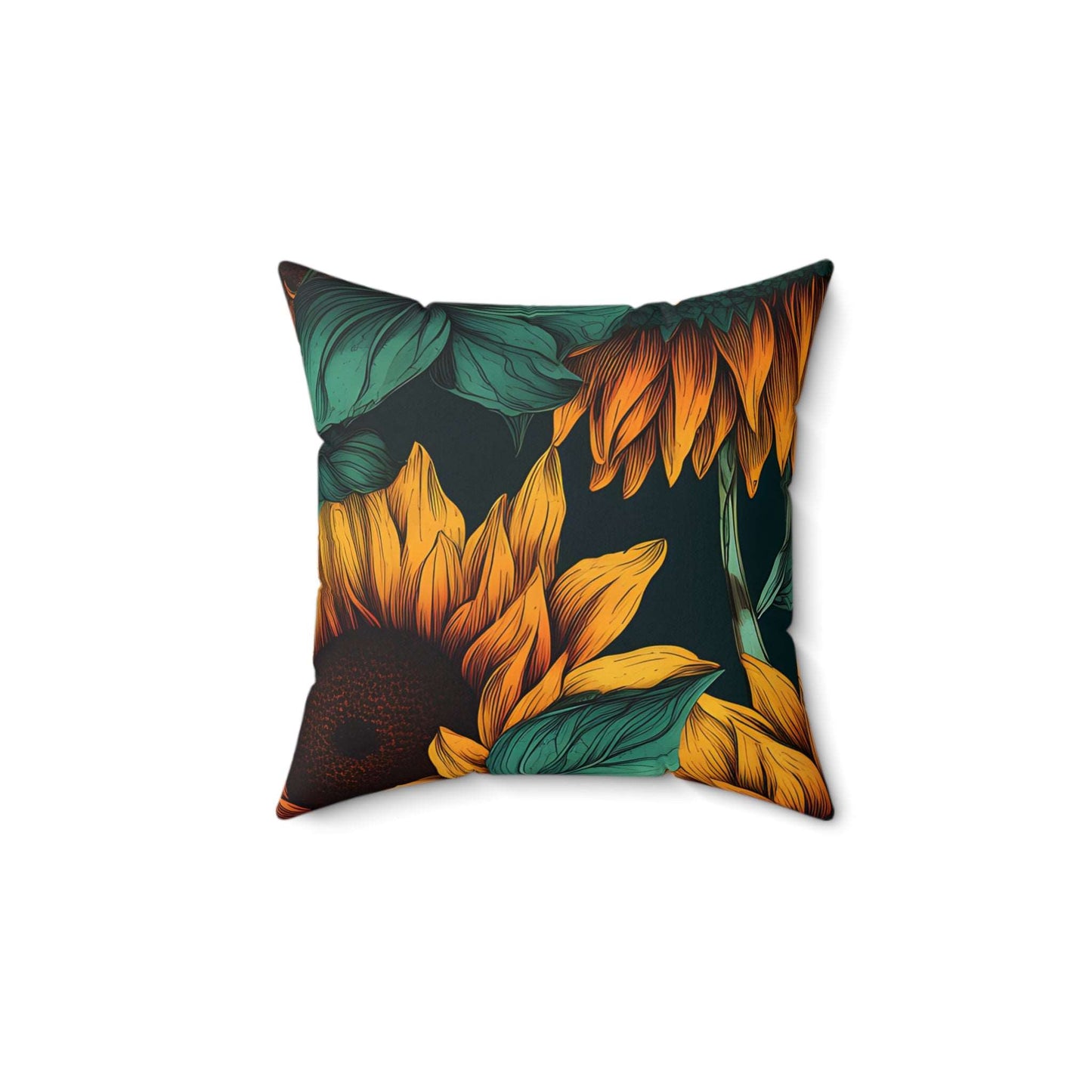 Midnight Sunflowers Square Pillow