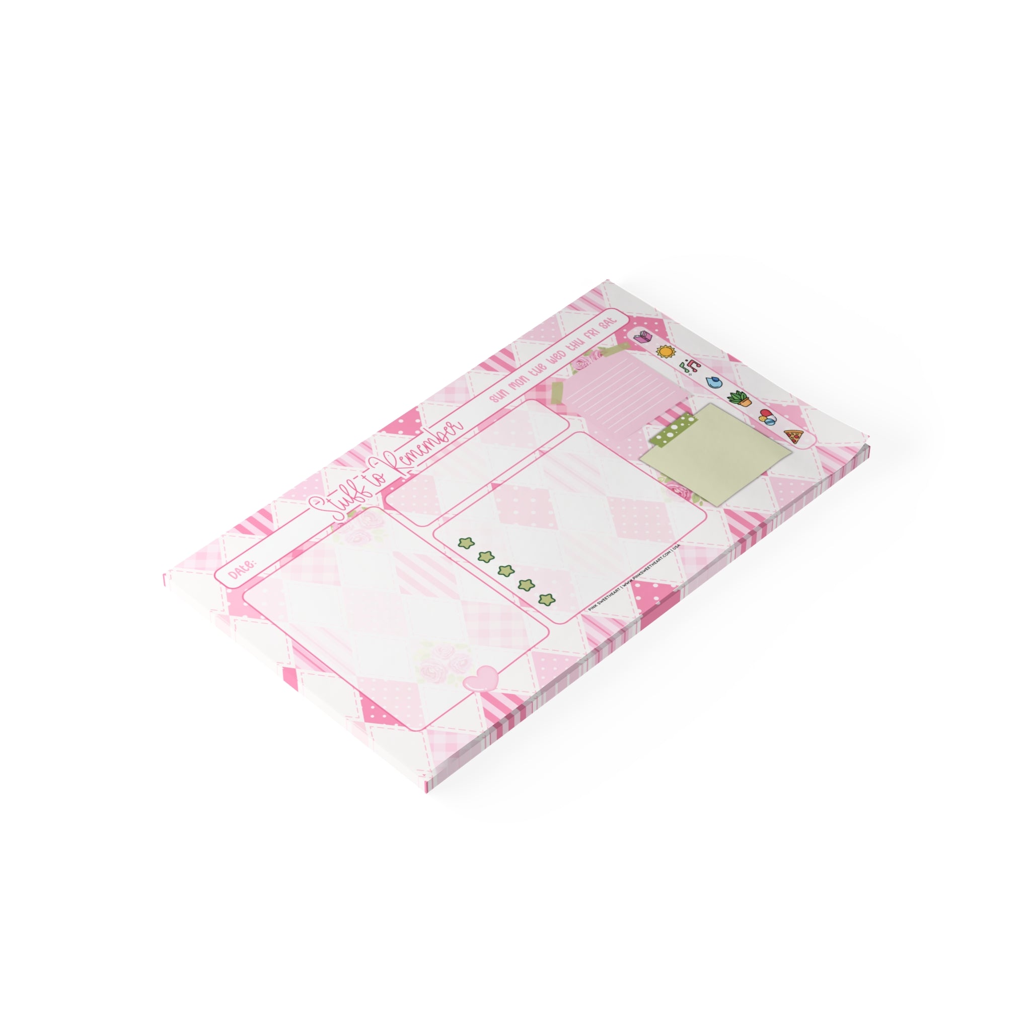 Pink Argyle Rose Sticky Note Pad