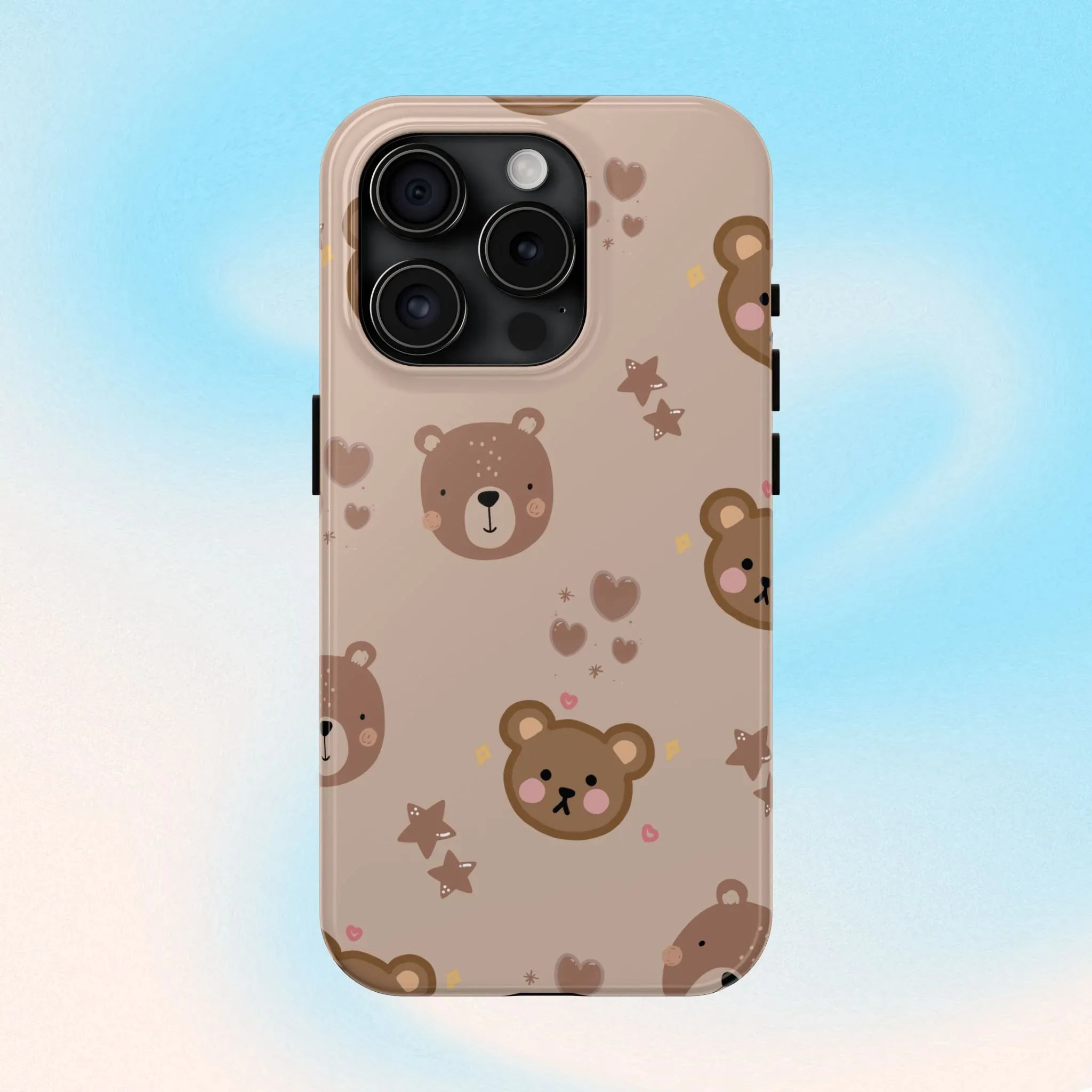 Boho Brown Bear Phone Case (Apple & Android) - Pink Sweetheart