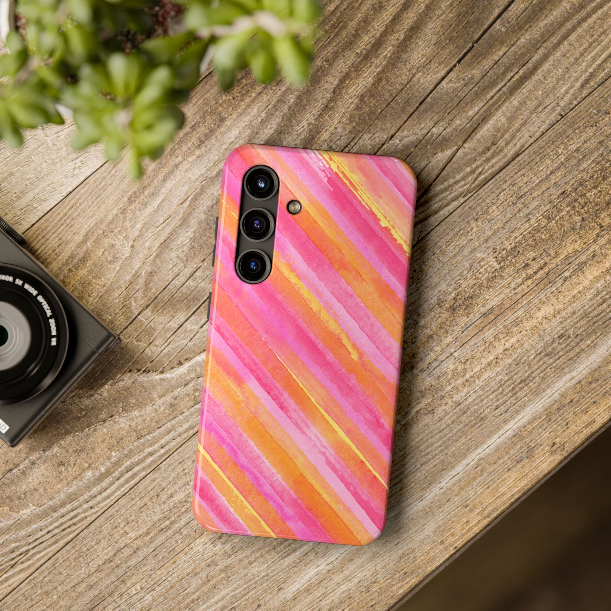 Pink Lemon Stripes Phone Case (Apple & Android)