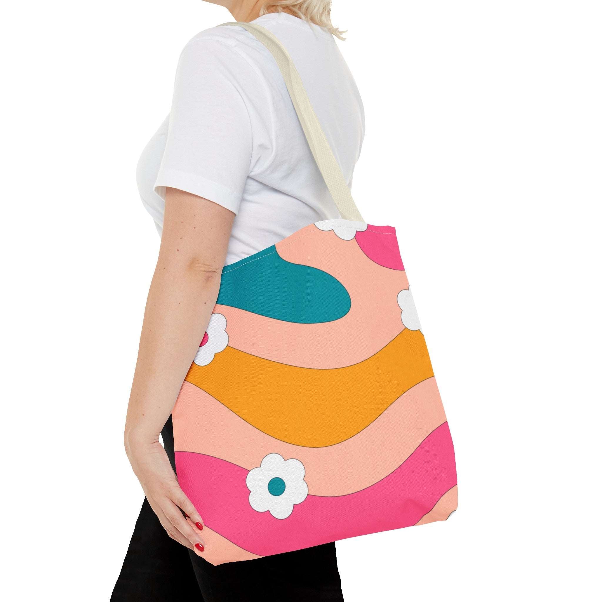 70s Floral Retro Aesthetic Tote Bag