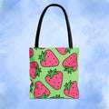 Cartoon Strawberries Tote Bag - Pink Sweetheart