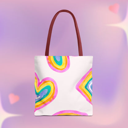 Rainbow Hearts Tote Bag