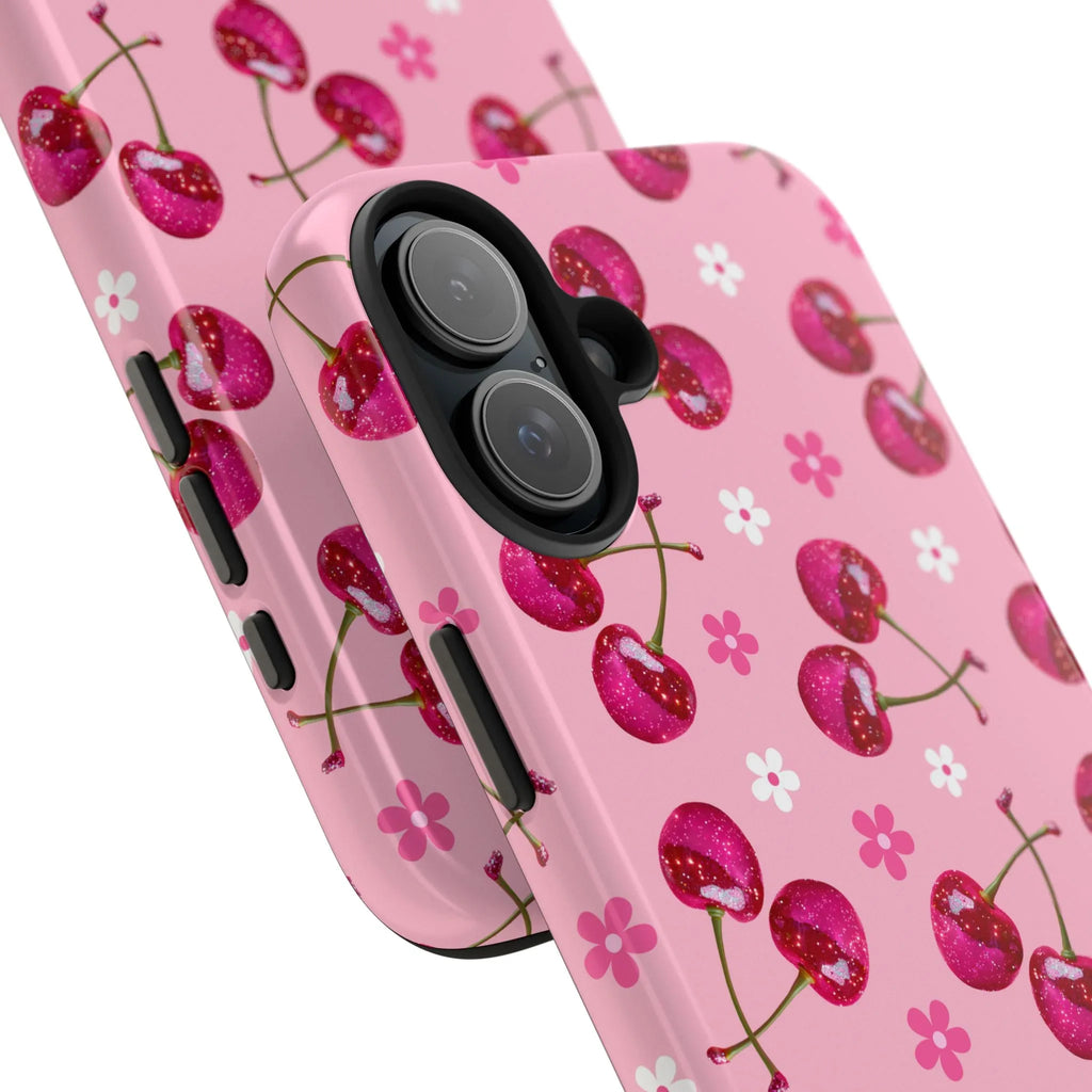 Pink Cherry Sparkle Pattern Tough Phone Case (Apple & Android) - Pink Sweetheart