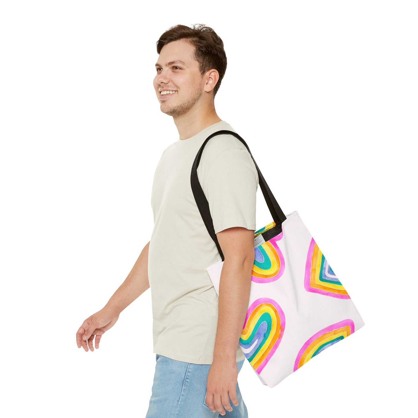 Rainbow Hearts Tote Bag