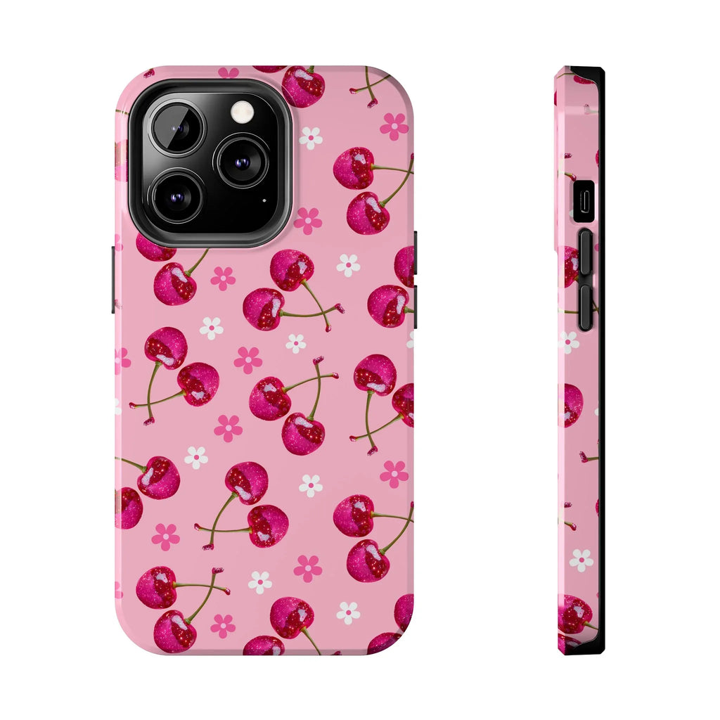 Pink Cherry Sparkle Pattern Tough Phone Case (Apple & Android) - Pink Sweetheart