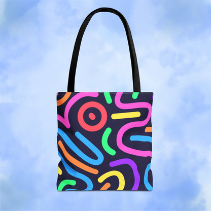 Neon Doodle Swirls Tote Bag