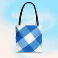 Chic Blue Gingham Tote Bag - Pink Sweetheart