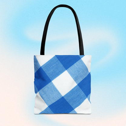 Chic Blue Gingham Tote Bag