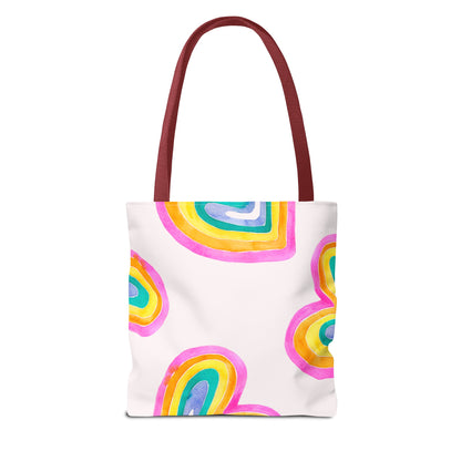 Rainbow Hearts Tote Bag