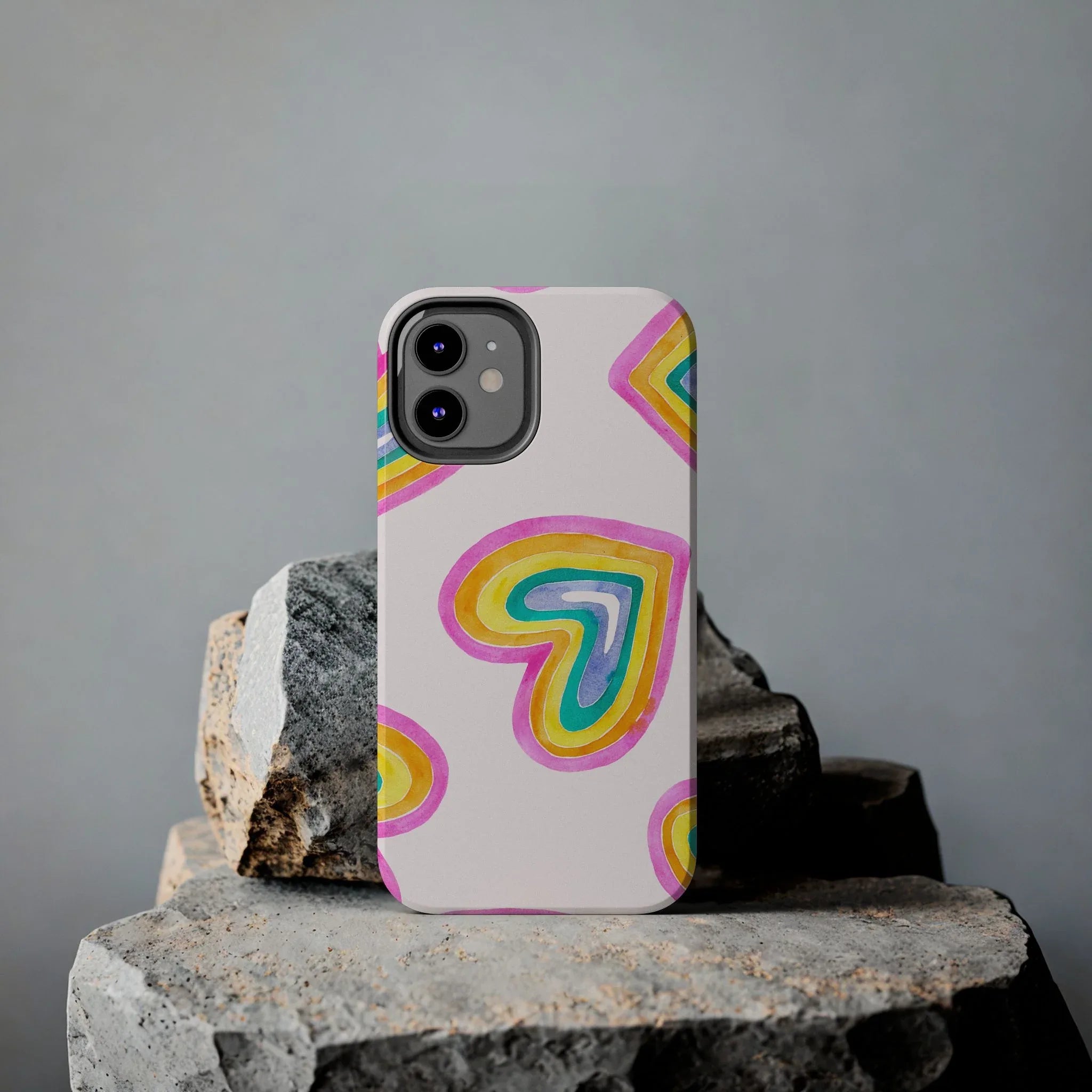 Rainbow Hearts Phone Case (Apple & Android) - Pink Sweetheart