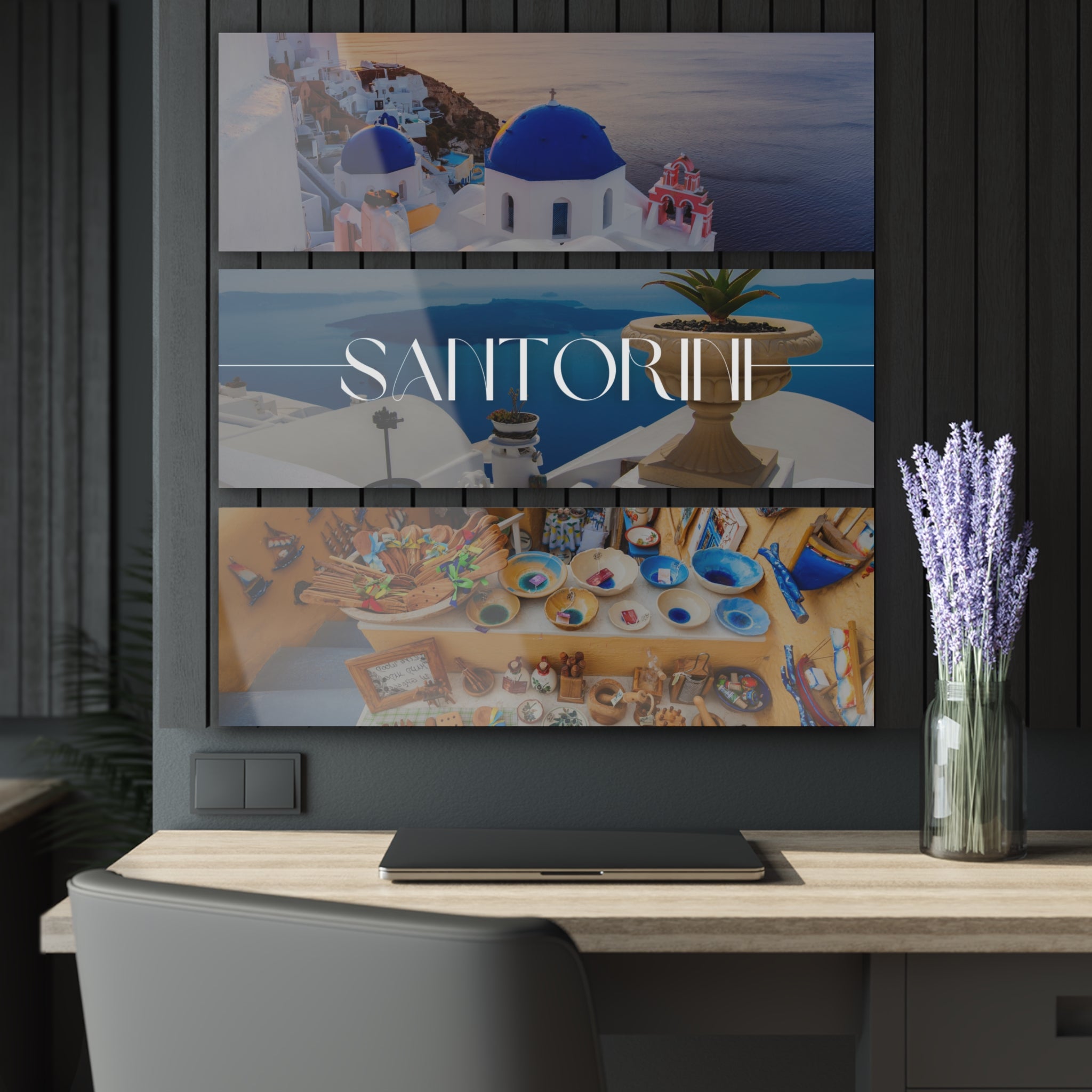 Santorini Skyline Acrylic Prints (Triptych)