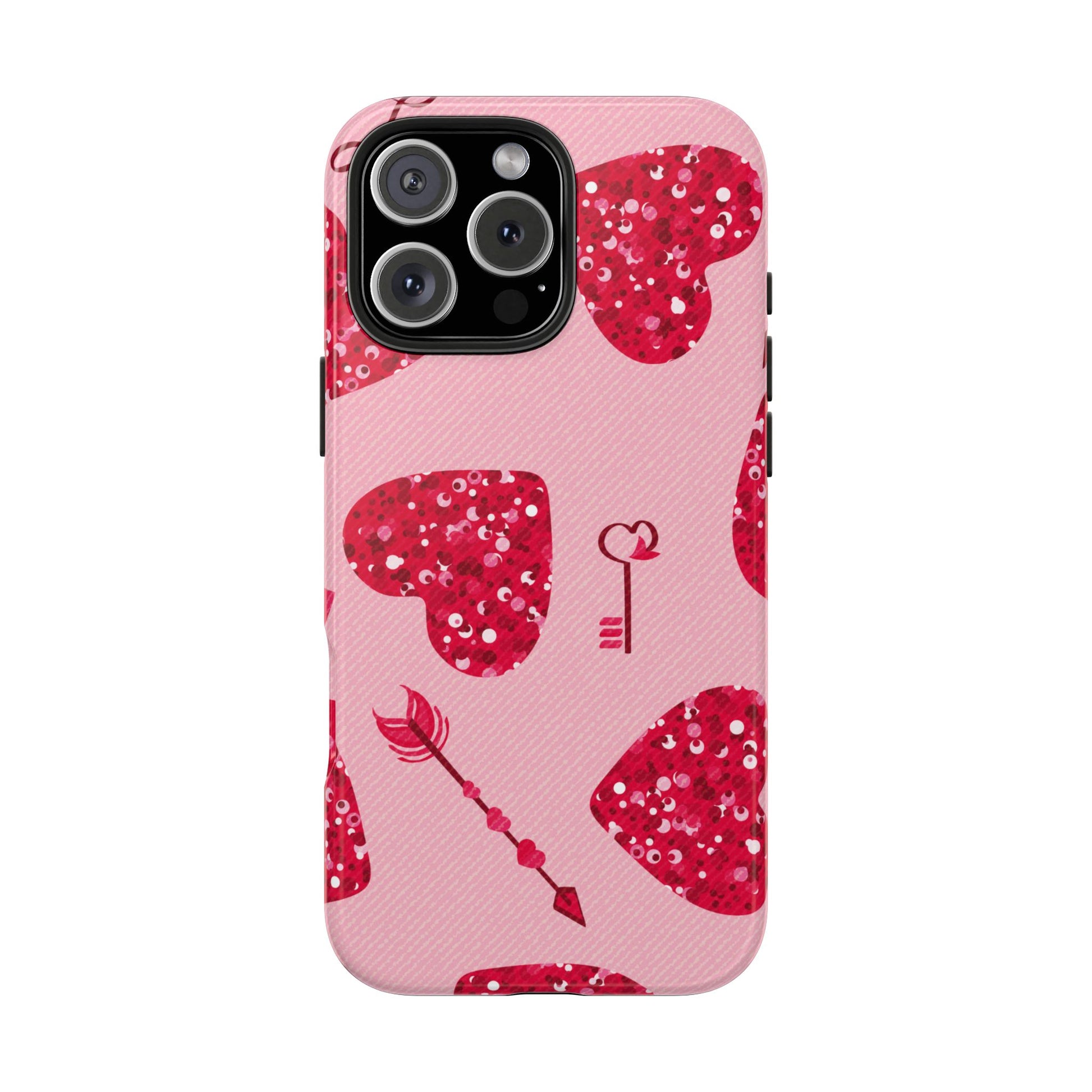 Sparkling Red Hearts Phone Case (Apple & Android)