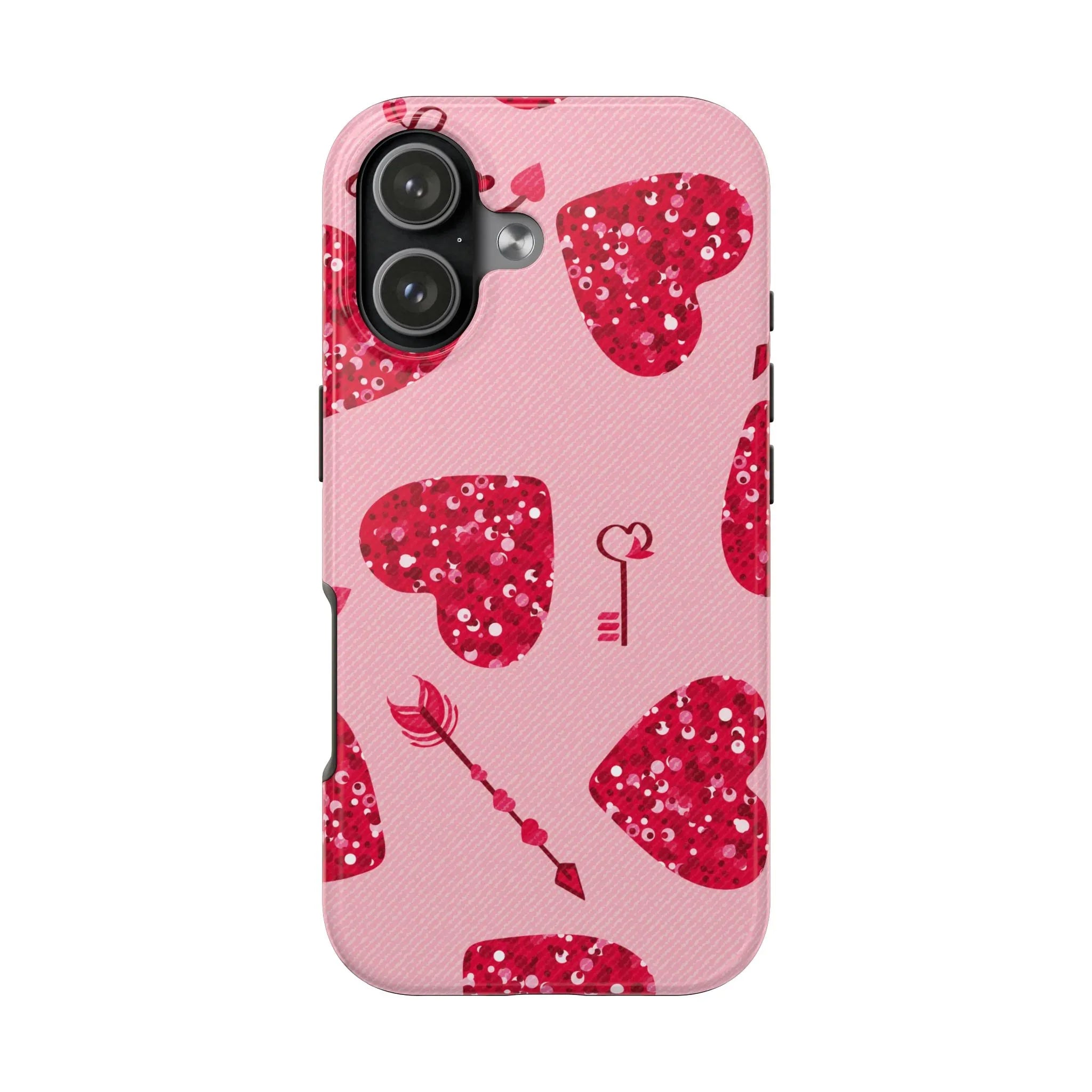 Sparkling Red Hearts Phone Case (Apple & Android) - Pink Sweetheart